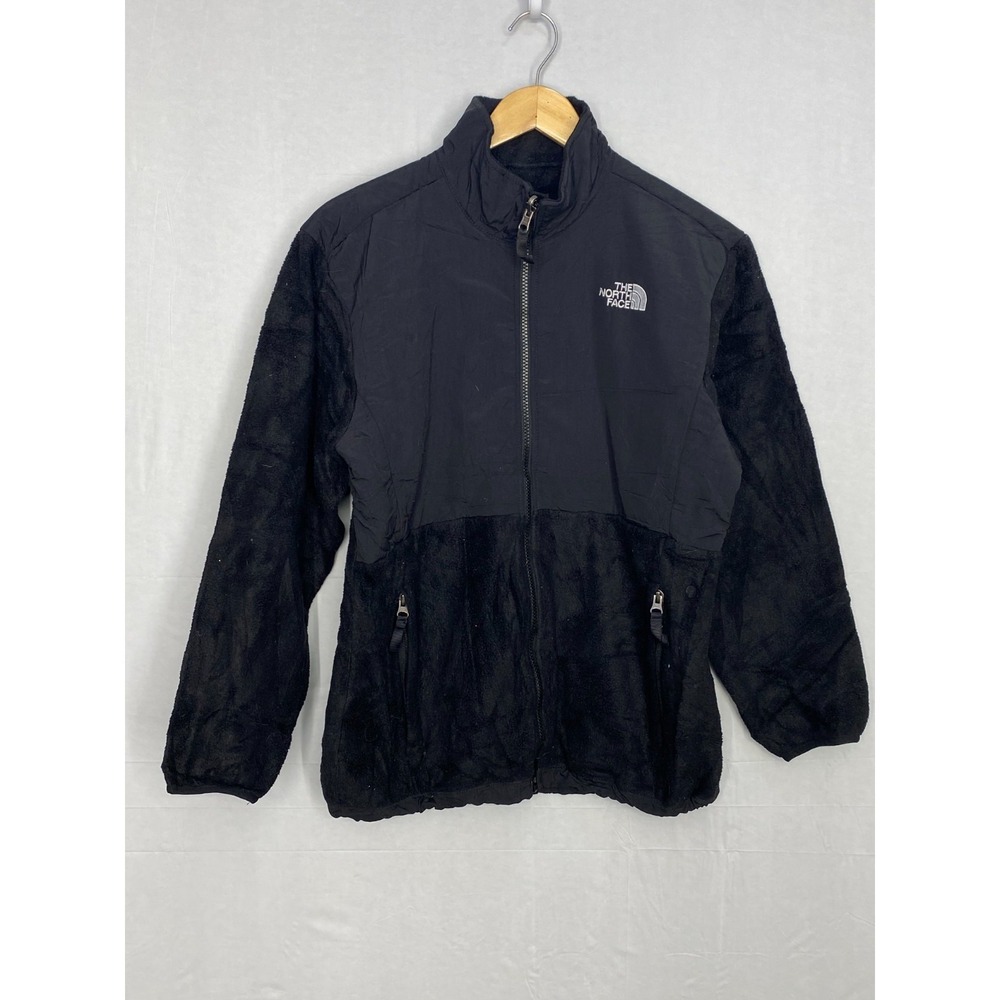 The North Face Denali Fleece Full‎ Zip Jacket Girls Black Logo Comfy Outdoor XL